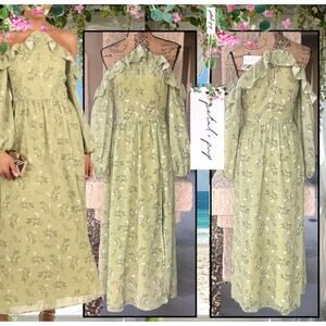 Petal & Pup Sage Botanica Alina Cold Shoulder Maxi Dress Size XL